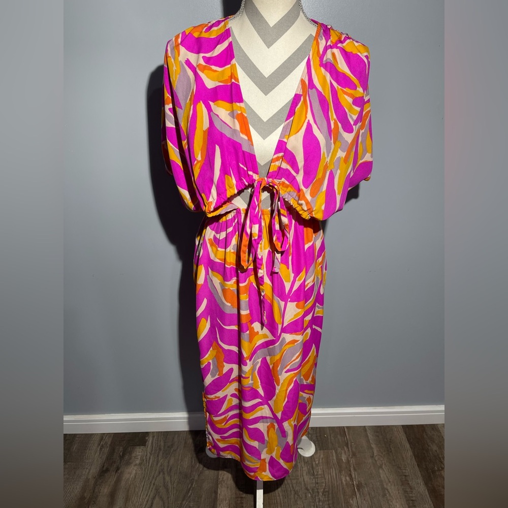 KLD Pink and Orange Patterned Dress
